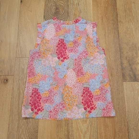 Talbots Women's Floral ruffle vneck side slit top size Medium petite - Picture 3 of 7